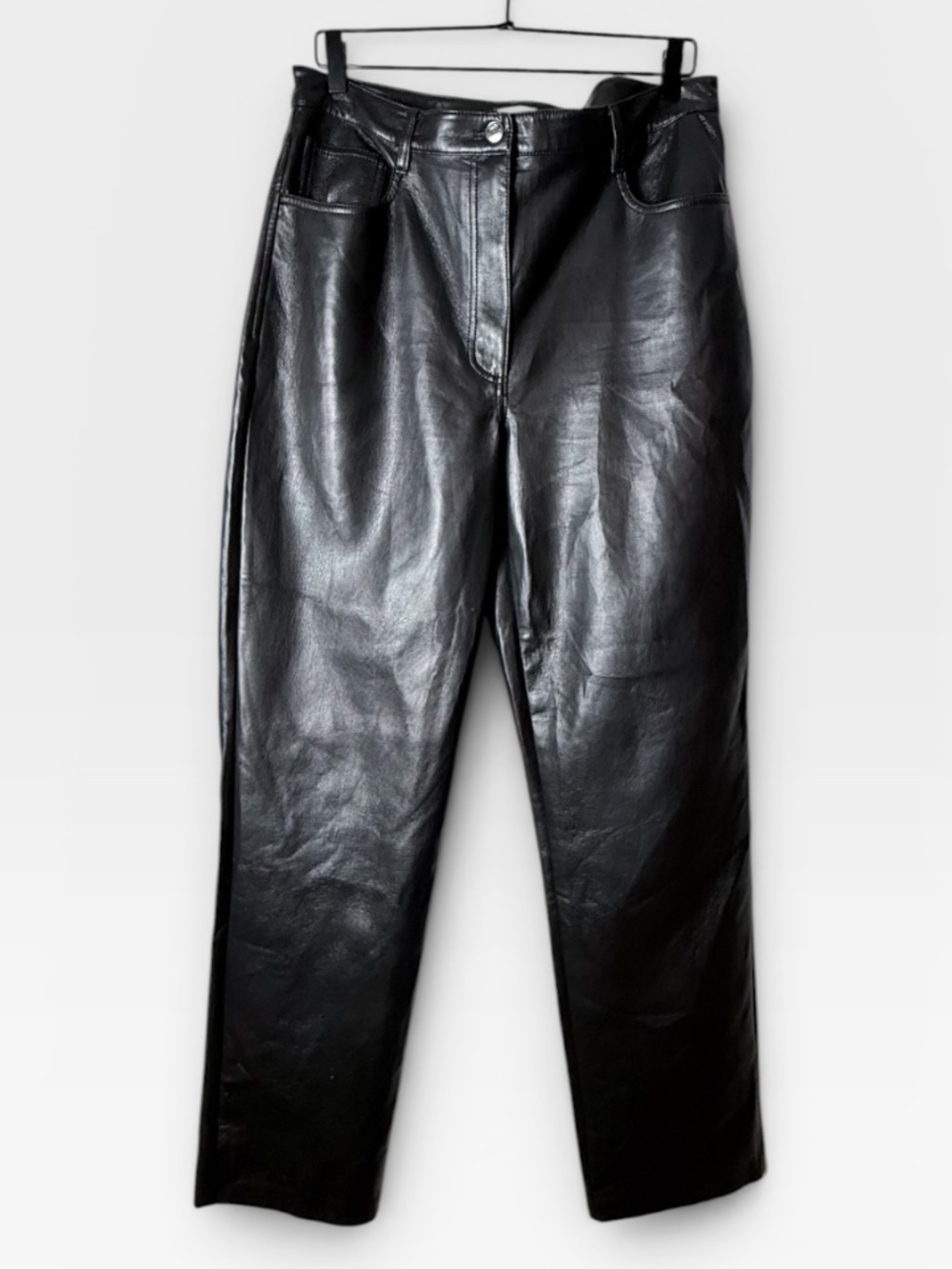 Aritzia Wilfred Melina Faux Leather pant Size 14 Black Straight Leg (C)